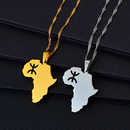 Africa Map with Berber Symbol Pendant Necklace