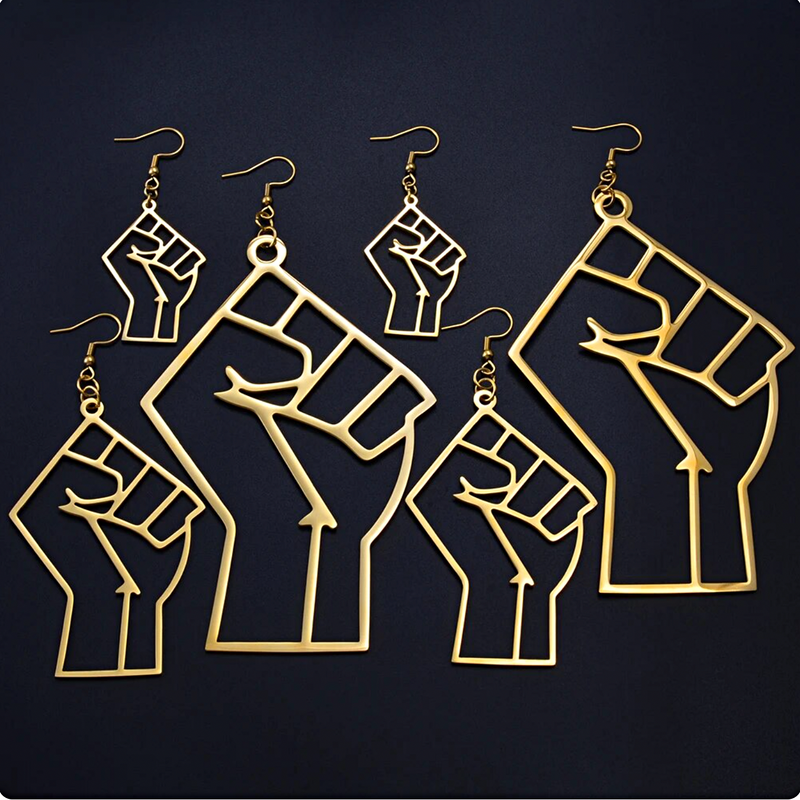 Black Lives Matter Power Fist Drop Earrings