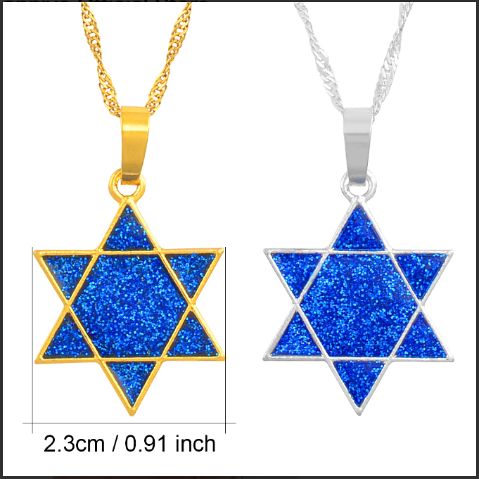 Israeli Hexagram Star of David Pendant Necklace