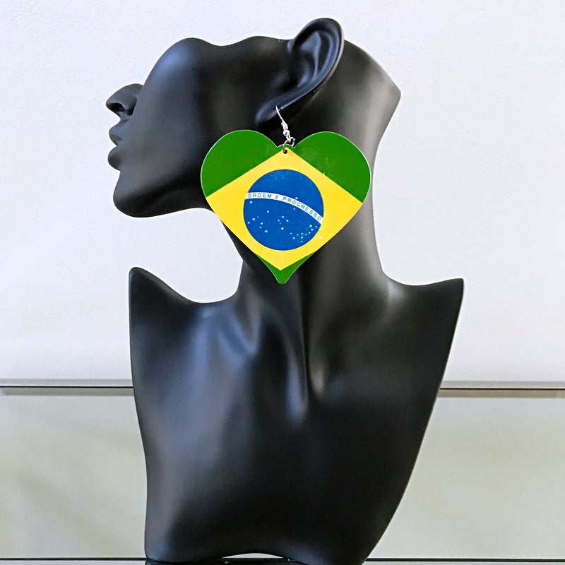 Brazil Flag Drop Earrings