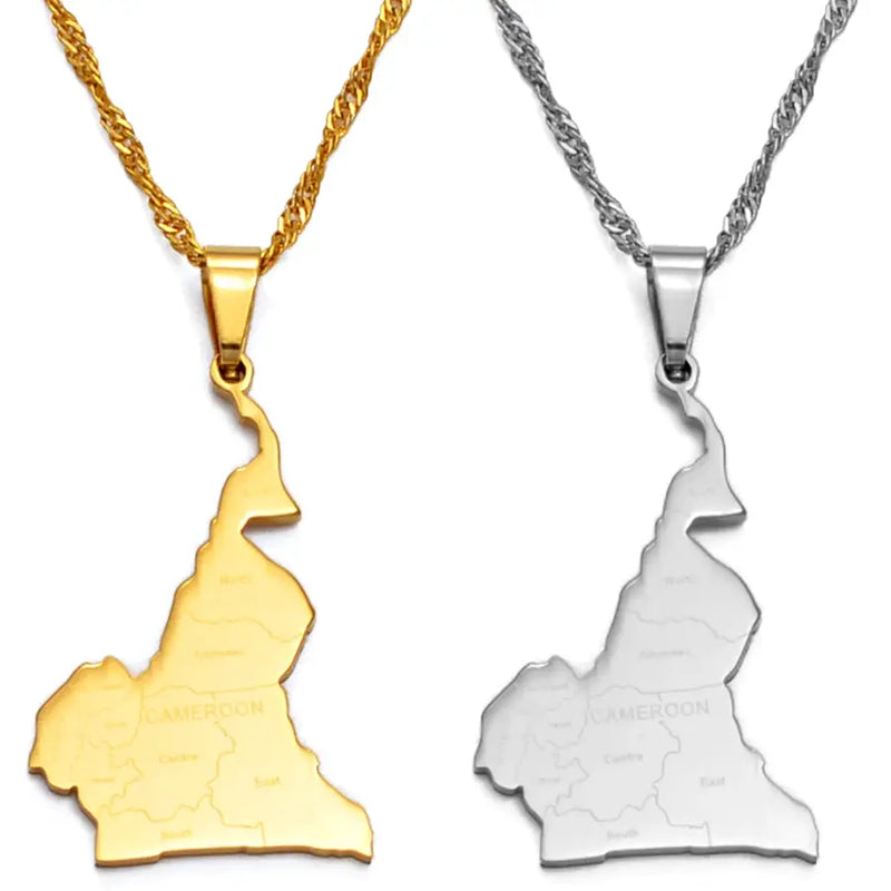 Cameroon Map With Cities Necklace