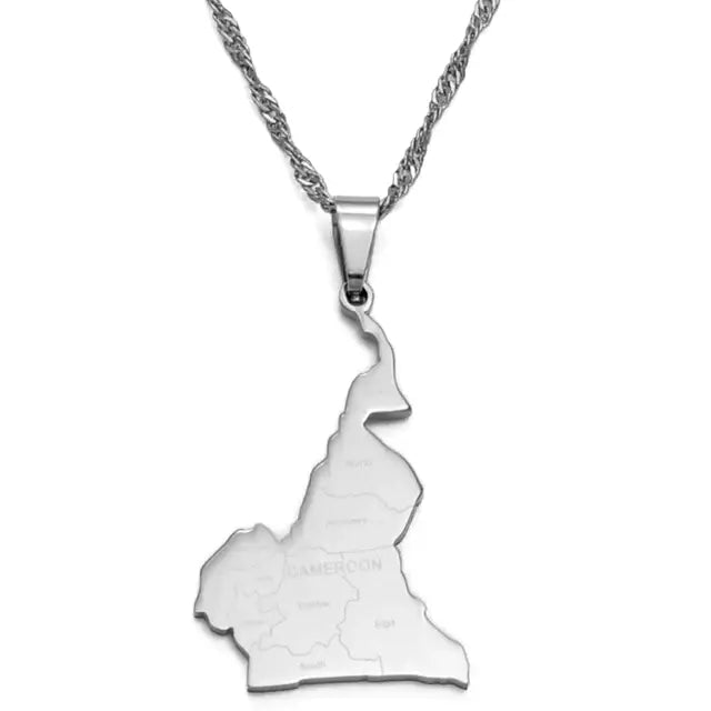 Cameroon Map With Cities Necklace