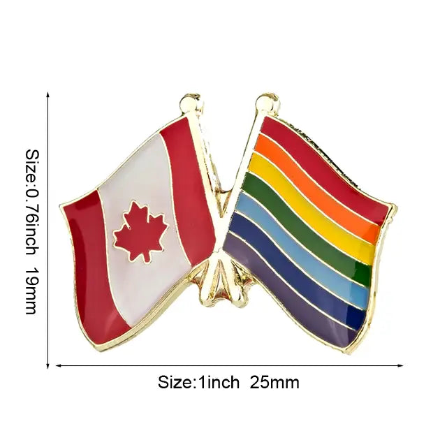 Lgbtqai+ & Canada Friendship Flags Lapel Pin