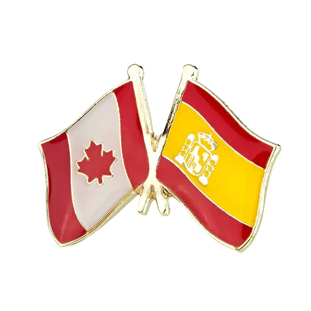 Spain & Canada Friendship Flags Lapel Pin