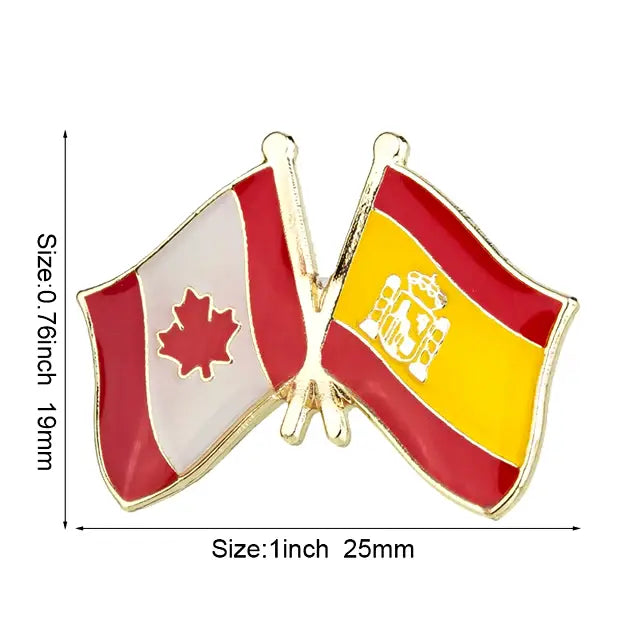 Spain & Canada Friendship Flags Lapel Pin