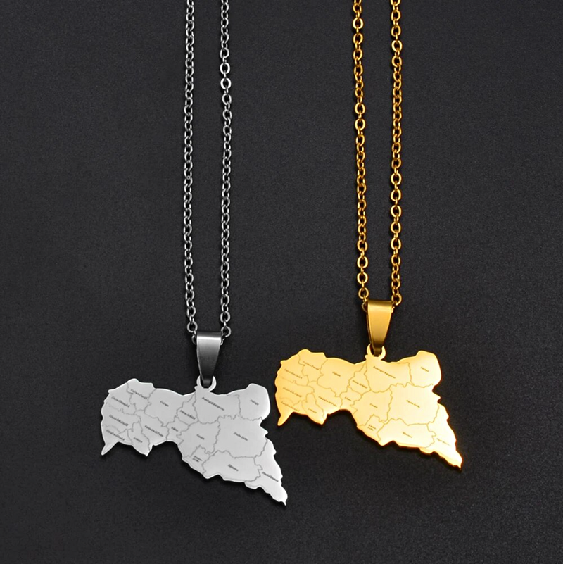 Central African Republic map with cities pendant Necklace