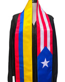 Colombia Puerto rico Mixed Flags Graduation Stole