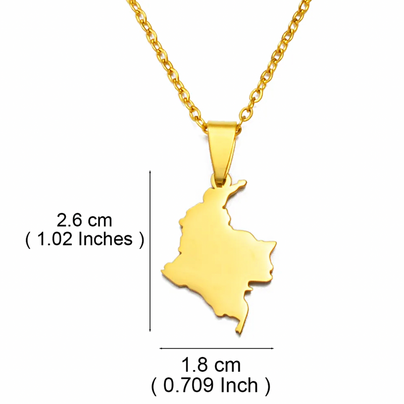 Colombia Map Pendant Necklace