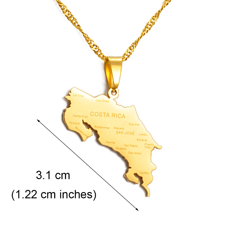Costa Rica Map with cities Pendant Necklace