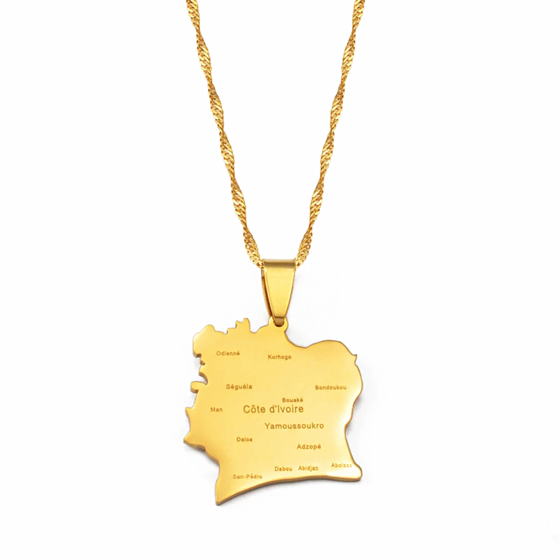 Ivory Coast Pendant Necklace with cities