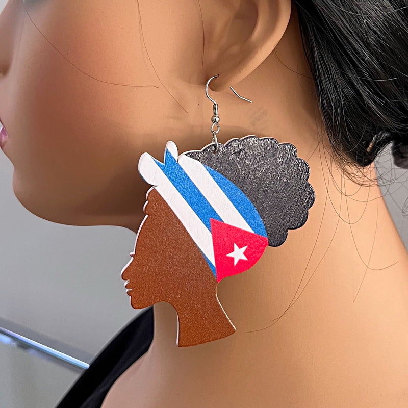 Cuba Flag Woman Bandana Earrings