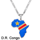 Democratic Republic of Congo Flag Africa Map Necklace