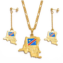 Democratic Republic of Congo Map Necklace and Earrings Set