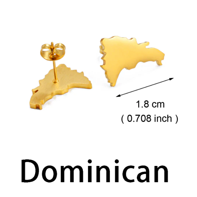 Dominican Republic Map Stud Earrings