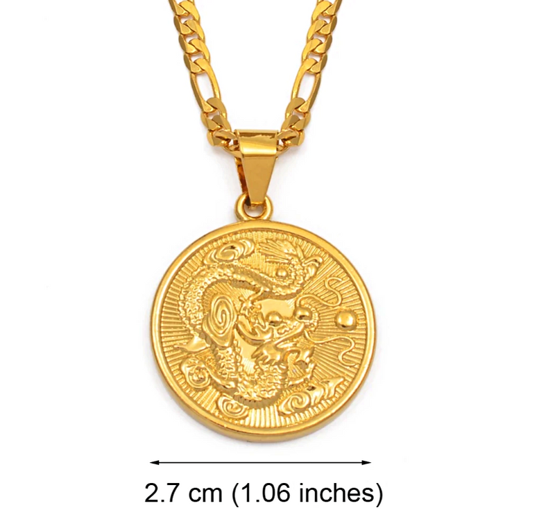 Dragon Round Pendant Necklace