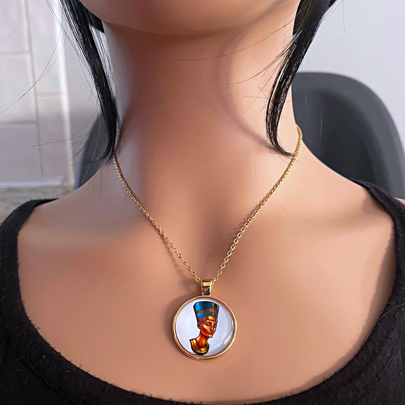 Egyptian Queen Nefertiti Picture Pendant Necklace