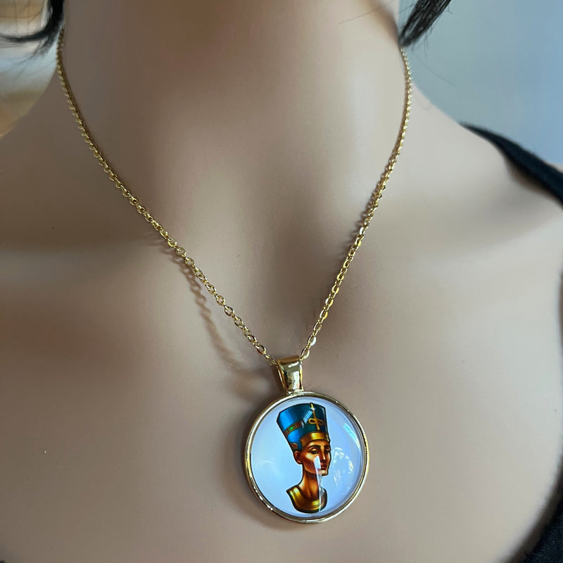 Egyptian Queen Nefertiti Picture Pendant Necklace