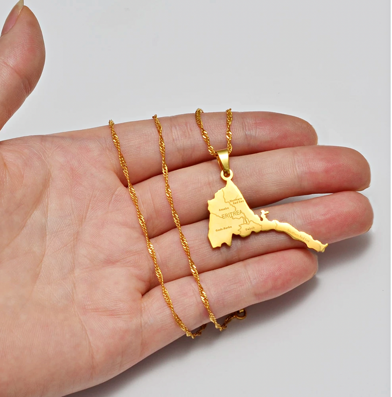 Eritrea Map with Cities Pendant Necklace
