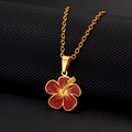 Hawaiian Guam Red Hibiscus Flowers Pendant Necklace