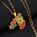 Oromia Map with Flag Pendant Necklace