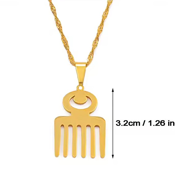 Duafe Adinkra Symbol Pendant Necklace (Bigger size)