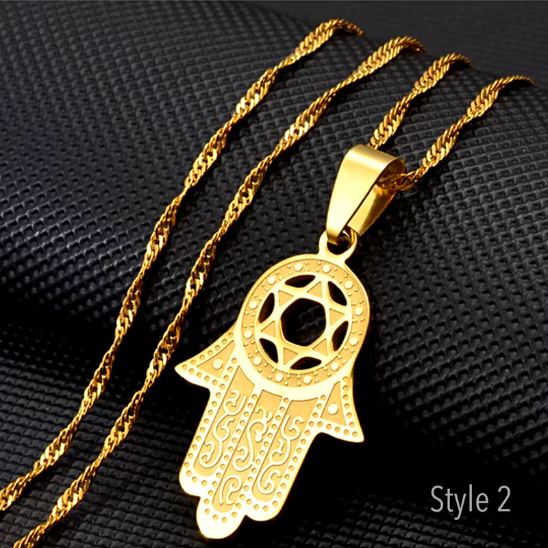 Hamsa Palm Hand of God Amulet Pendant Necklace