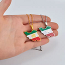 Iran Map with Flag Pendant Necklace