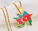 Azerbaijan Map with Flag Pendant Necklace