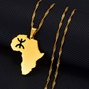 Africa Map with Berber Symbol Pendant Necklace