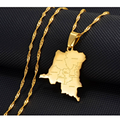 Democratic Republic of The Congo Map Cities Pendant Necklace