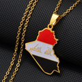 Iraq Map with Flag Pendant Necklace