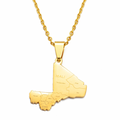 Mali Map with Cities Pendant Necklace