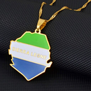 Sierra Leone Map with Flag Pendant Necklace