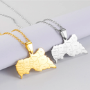 Central African Republic Map with Cities Pendant Necklace