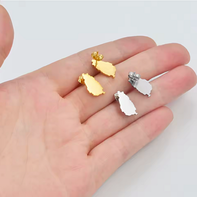 Saint Lucia Map Stud Earrings