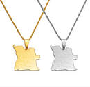 Angola Map With Cities Pendant Necklace
