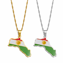 Kurdistan Map with Flag Pendant Necklace