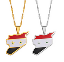 Syria Map with Flag Pendant Necklace