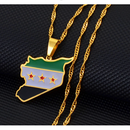 Syria Map with Flag Pendant Necklace