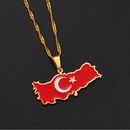 Turkey Map with Flag Pendant Necklace