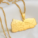 Yemen Map with Cities Pendant Necklace