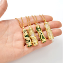 Dragon Peacock Green white Stone Lucky Charm Pendant Necklace