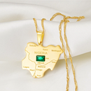 Nigeria Map with Green Stone Pendant Necklace