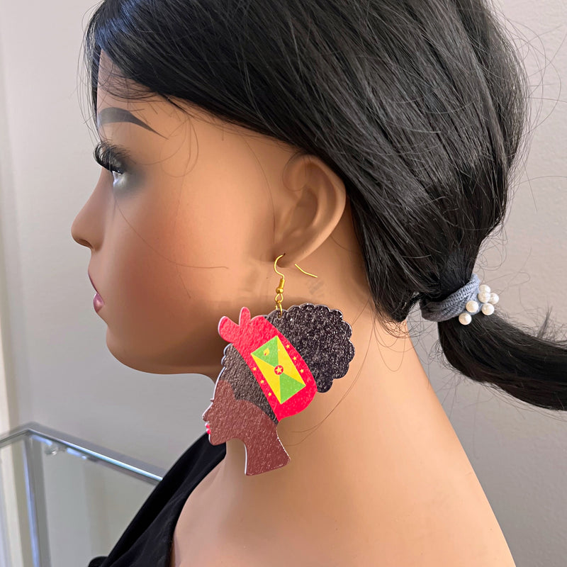 Grenada Flag Woman Bandana Earrings