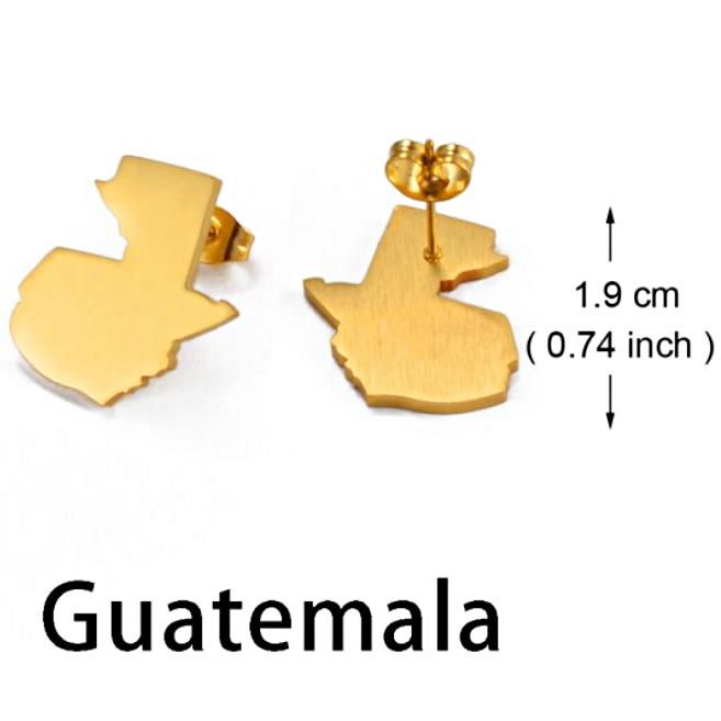 Guatemala Map Stud Earrings