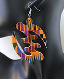 Gye Nyame Kente Cloth Drop Earrings