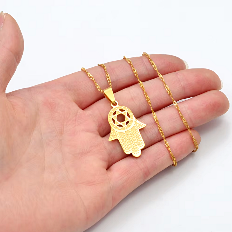 Hamsa Palm Hand of God Amulet Pendant Necklace