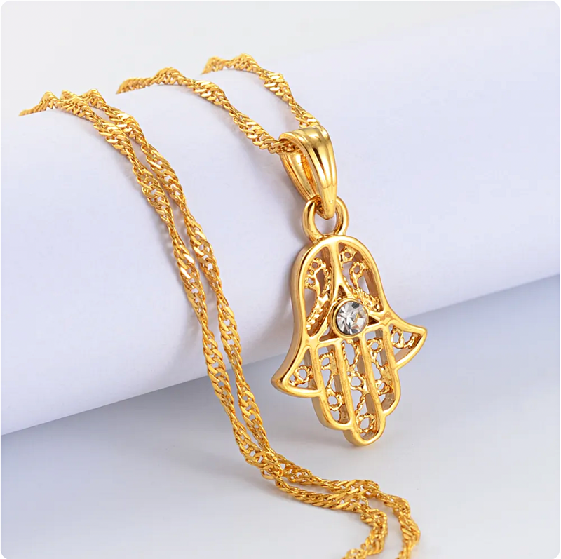 Hamsa Amulet Hand of God Small Pendant Necklace