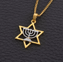 Israel Hexagram Menorah Hanukkah Pendant Necklace