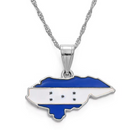 Honduras Map with Flag Pendant Necklace